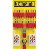 Lockout Board with Keyed Alike Nylon Safety Lockout Padlocks, Plastic Padlocks, 24 Padlock Capacity, Padlocks Included  SHB354 | TENAQUIP