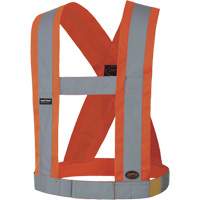 4" Wide Adjustable Safety Sash, CSA Z96 Class 1, High Visibility Orange, Silver Reflective Colour, One Size  SHC855 | TENAQUIP