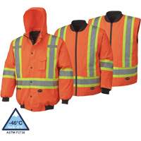 Waterproof 7-in-1 Bomber Jacket, Polyester, High Visibility Orange, Large  SHD349 | TENAQUIP