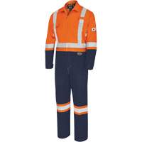FR-Tech<sup>®</sup> 2-Tone Safety Coverall, Size 60, Navy Blue/Orange, 10 cal/cm²  SHE246 | TENAQUIP
