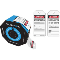 Danger Barricade Tags, Cardstock, 3" W x 6-1/4" H, English  SHG845 | TENAQUIP