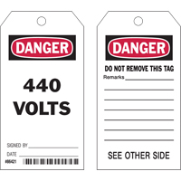 Safety Tags, Plastic, 4" W x 7" H, English  SJ203 | TENAQUIP