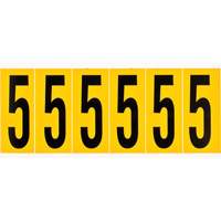 Étiquettes de lettres et chiffres individuels, 5, 3" h, Noir sur jaune  SY972 | TENAQUIP