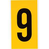 Individual Number and Letter Label, 9, 6" H, Black on Yellow  SZ052 | TENAQUIP