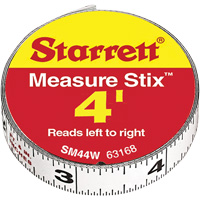 Measure Stix™ Steel Measuring Tape with Adhesive Backing, 1/2" x 4', in/ft. Graduations  TBD719 | TENAQUIP