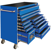 RX Series Rolling Tool Cabinet, 12 Drawers, 55" W x 25" D x 46" H, Blue  TEQ501 | TENAQUIP