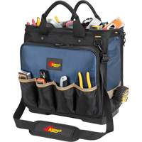 Molded Base Multi-Compartment Technician's Tool Bag, Ballistic Polyester, 54 Pockets, Black/Blue  TER204 | TENAQUIP