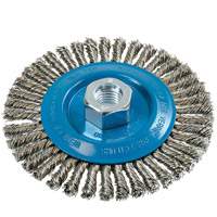 Knot-Twisted Stringer Bead Wire Wheel, 5" Dia., 0.02" Fill, 5/8"-11 Arbor, Aluminum/Stainless Steel  UE925 | TENAQUIP