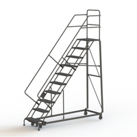 Heavy Duty Safety Slope Ladder, 10 Steps, Serrated, 50° Incline, 100" High  VC585 | TENAQUIP