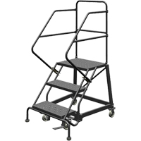 Safety Slope Rolling Ladder, 3 Steps, Perforated, 50° Incline, 30" High  VC604 | TENAQUIP