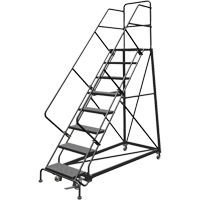 Safety Slope Rolling Ladder, 8 Steps, Perforated, 50° Incline, 80" High  VC609 | TENAQUIP