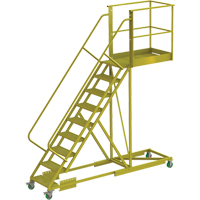 Cantilever Rolling Ladder, Supported, 9 Steps, 40" Platform Depth, 90" Platform Height  VC695 | TENAQUIP