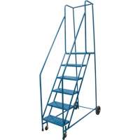 Rolling Step Ladder, 6 Steps, 18" Step Width, 55" Platform Height, Steel VD443 | TENAQUIP