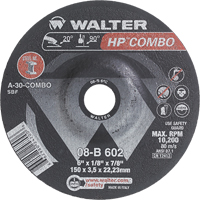 HP Combo™ Depressed Center Combination Wheel, 5" x 1/8", 7/8" Arbor, Type 27  VV083 | TENAQUIP