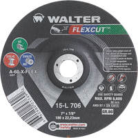 Flexcut™ Depressed Centre Grinding Wheels, 7", 60 Grit, Aluminum Oxide, 7/8", 8600 RPM, Type 29  VV141 | TENAQUIP